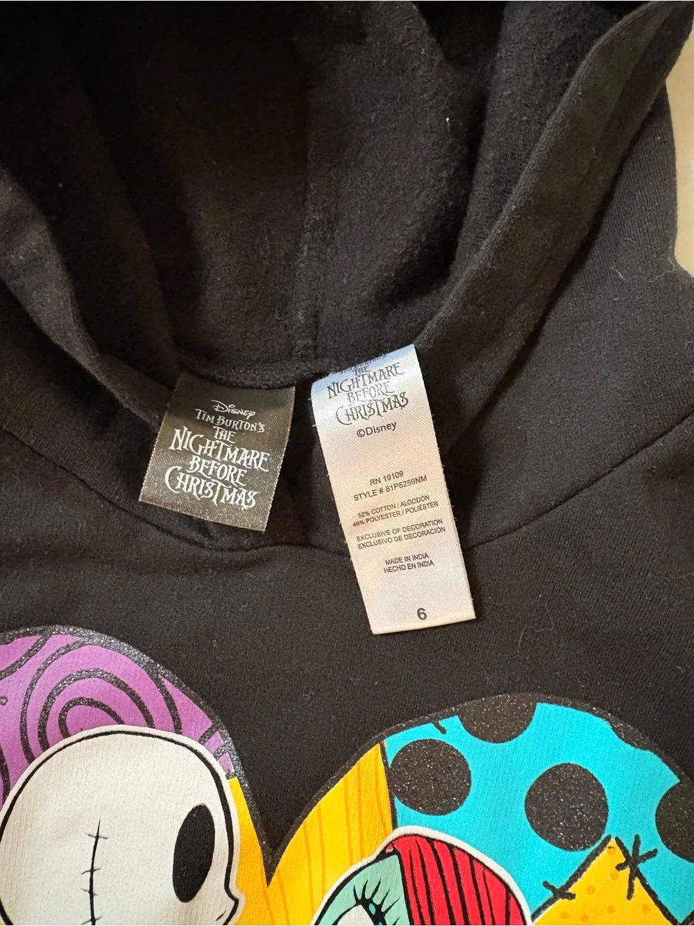 Black Kids Hoodie with Colorful Heart Character Graphic